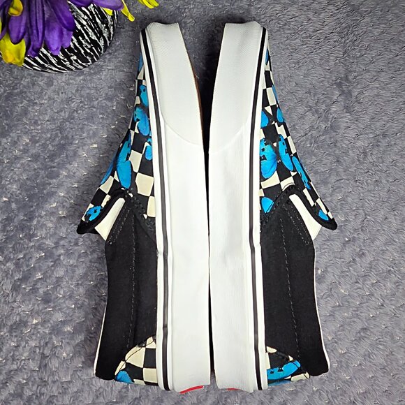 VANS Off the Walls Classic Slip-On Blue Butterfly Checkerboard - Picture 3 of 10